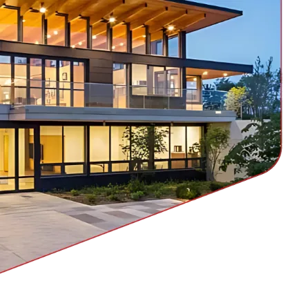 Modern home with large architectural glass windows