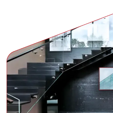Glass railing on a modern interior staircase