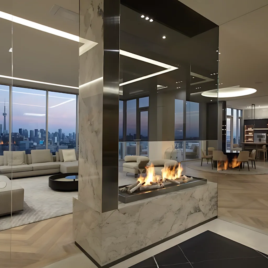 Tempered glass application used in a modern architectural interior setting.